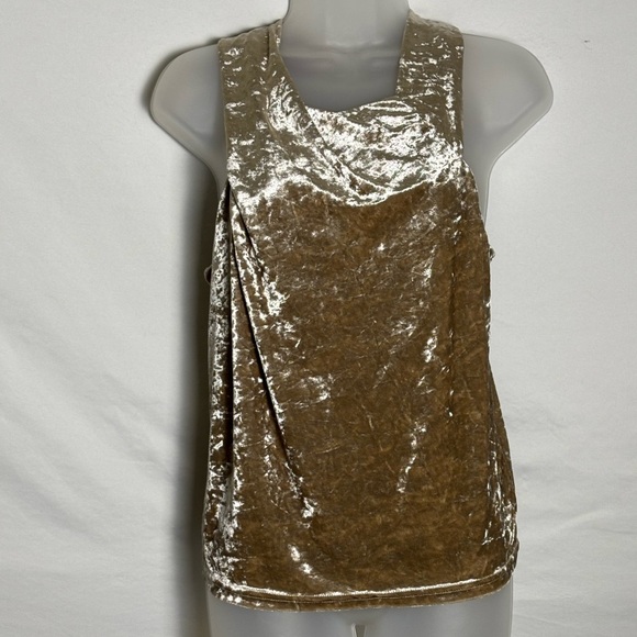 Anthropologie Porridge Velvet Sleeveless Top in Shimmering Gold- Small - Picture 4 of 8